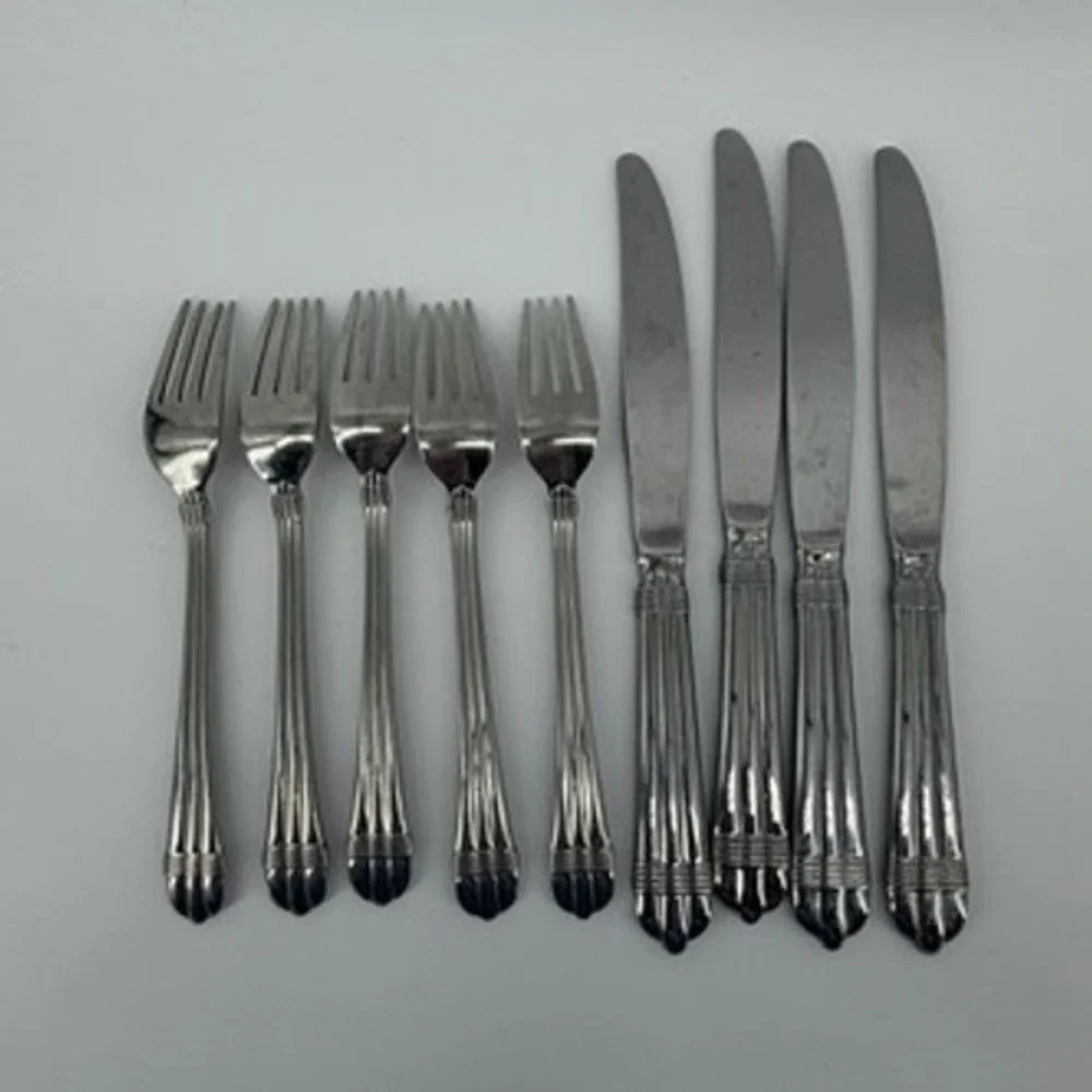 Odyssey Hampton Silversmiths‎ 715 Stainless Flatware Set 5 Forks 4 Knives Korea